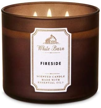 White BarnBath & Body Works 3 Wick Candle Fireside