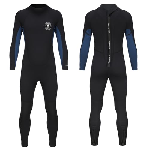 Lemorecn Kids 3mm Back Zip Full Wetsuit for Boys Girls Toddlers(4131blacknavy-10)