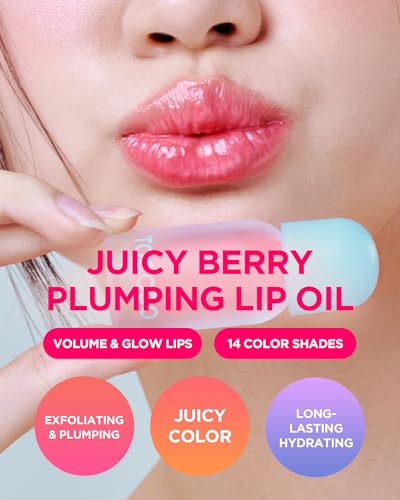 Image of TOCOBO Juicy Berry Plumping Lip Oil 18 Cozy Pink (Muted Rose) - Korean Vegan Tinted Gloss with Volufiline | Universal MLBB, Silicone Tip, Non-Sticky, 0.12 fl.oz