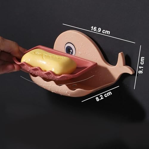 Image of Self-Adhesive Soap Holder for Bathroom | Self Adhesive Soap Stand Without Drill | Soap Stand Holder for Bathroom Kitchen Sink Magic Stickers Wall Mounted Soap Dish Holder. (Fish SHOAP)