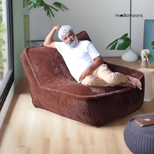 Mollismoons Bean Bag Chairs/Premium Class/Luxury/Jumbo Size/for Adults Sofa Reading Chairs Bedroom Bean Bed Recliner Bean Chair Machine wash/6 Months Warranty/Cover only (Brown)
