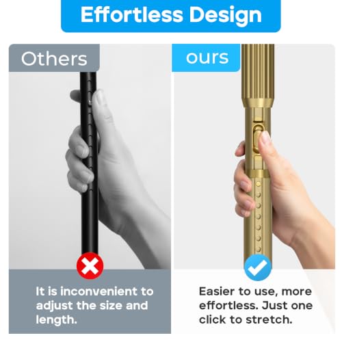 Image of Tension Curtain Rod Gold Shower Rod 40-144IN Long Curtain Rods No Drilling Adjustable Tension Rods of Shower or Bathroom Outdoor Window Patio Diameter 1.26In