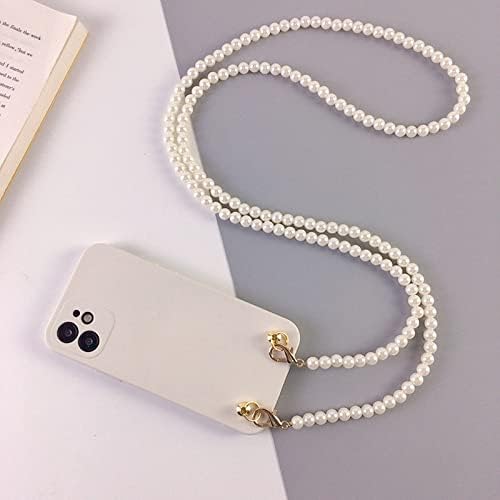 LMEIL Crossbody Lanyard Necklace Pearl Bracelet case with Chain for iPhone 11 12 13 14 Pro Max XR X XS 6 7 8 Plus Cover with Strap,b,for iPhone 13