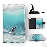 Cool Surfer Surfing ON Waves FLIP Wallet Phone CASE Cover for Apple iPhone 5 | iPhone 5S | iPhone SE (2016)