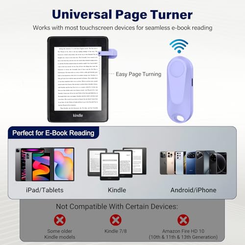 Image of DATAFY Case-Friendly Page Turner for Kindle Paperwhite Oasis Kobo eReaders | Camera Camcorder Remote Controls, Page Turner Clicker for ipad Tablets Reading Novels with Wrist Strap Storage Bag