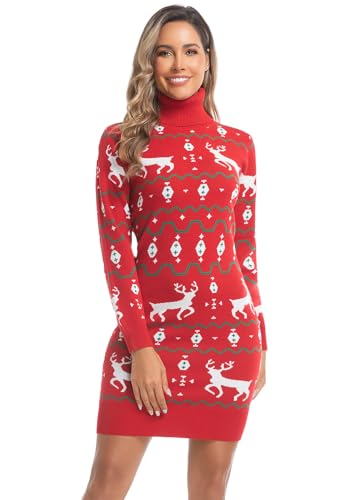 Avacoo Robe Noël Femme Midi Élégante 2025- Pull Col Roulé