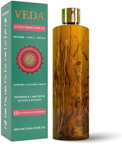 Veda Ayurvedic Cold Pressed Hair Oil | Ayurvedic Jadi Butis Infused Oil | 200ml