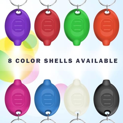 Daemson Mini LED Keychain Flashlight, Ultra Bright Tiny Flashlight, Small Keychain Flashlight White Light, Micro Pocket Key Ring LED Flashlight for Emergency Lighting - Multicolor Shell (8PCS)