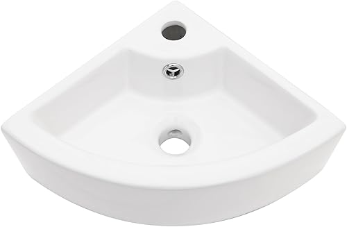 Fregadero de baño triangular pequeño, montaje en pared, esquina blanca, cerámica, sobre encimera, mini lavabos de tocador de pared con un solo