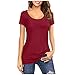 XUNN Camiseta de manga corta para mujer, sexy, informal, con cuello redondo, suelta, para mujer, rojo, M