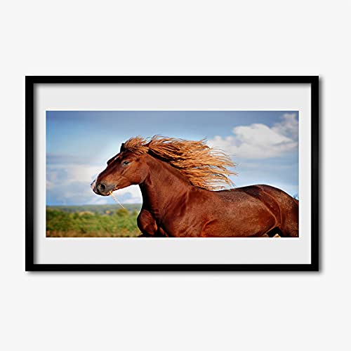 Image cadre en MDF de chevaux 60x40 cm affiche encadrée photo murale salon cuisine