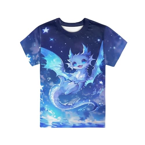 Image of WELLFLYHOM Kids Tshirts Girls Boys Short Sleeve Crewneck Tees Shirts Casual Sport Pullover Tops Size 3-16 Years