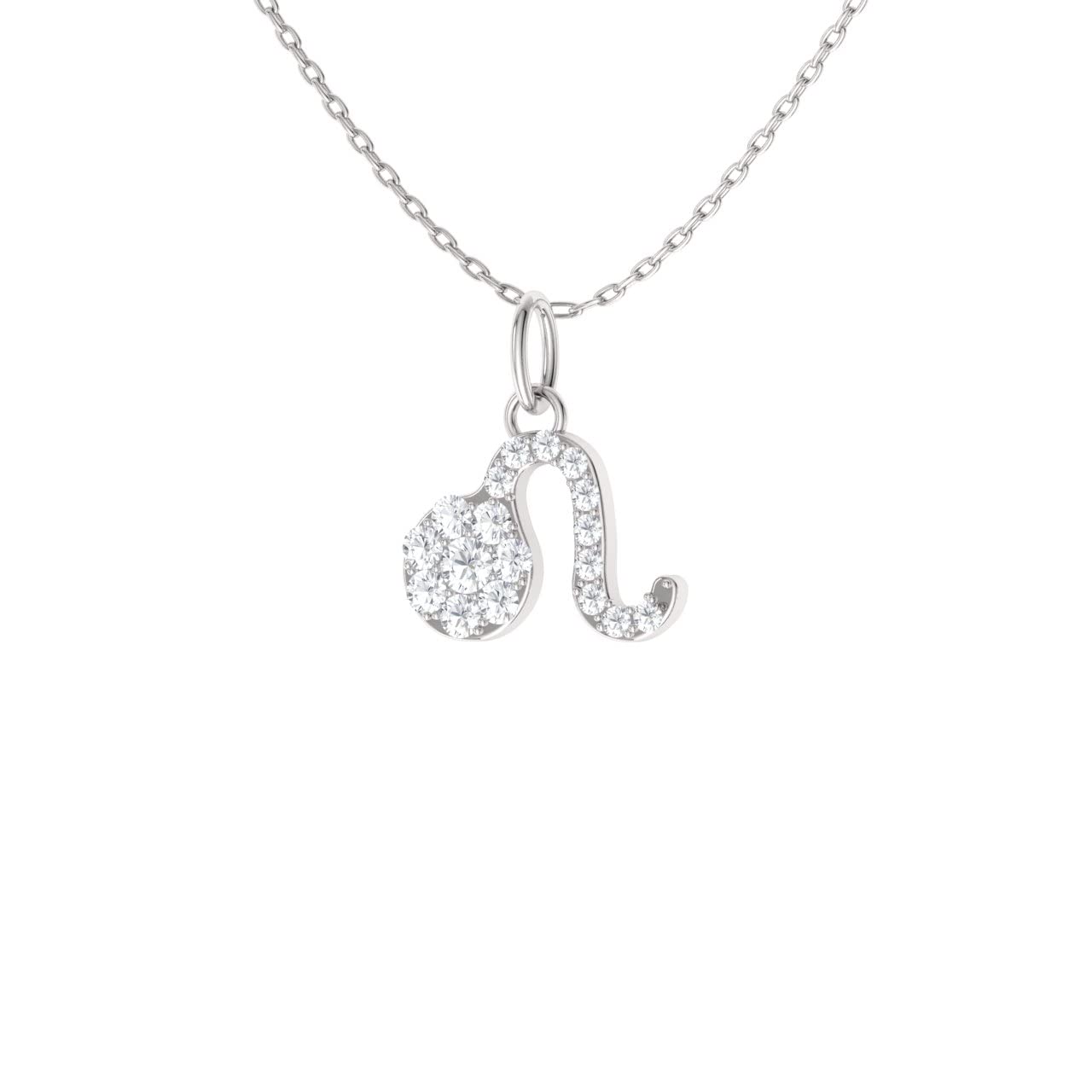 Colgante Leo (símbolo del zodiaco es León) con diamantes certificados Collar en oro blanco de 14 quilates - Diamondere
