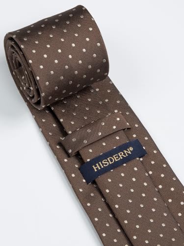 Image of HISDERN Polka Dot Ties for Men Classic Silk Ties and Pocket Square Formal Business Necktie Handkerchief Wedding Party