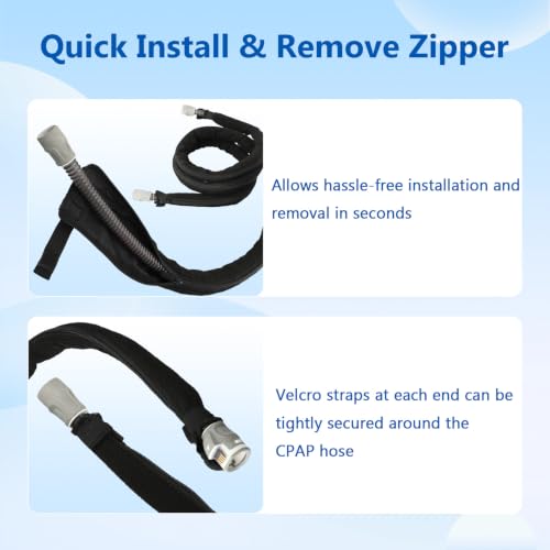 Image of 6.4ft CPAP Hose Cover for ResMed AirSense 11 10 ClimatelineAir Heated Tube | Fits ResMed AirSense 11 /10 /S9, AirCurve10 & ClimateLineAir tubing; anti-condensation, noise & pet scratch resistant, washable