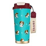 stujvc Vaso de acero inoxidable 316 con diseño de perro Beagle, con aislamiento al vacío, taza de viaje de 500 ml, con correa de transporte