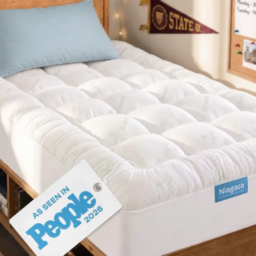 Image of Niagara Sleep Solution Ultra Soft Twin XL Size Mattress Topper - Rayon Derived from Bamboo Pillow Top Mattress Pad for Back Pain Relief - Naturally Cooling for Hot Sleepers, White
