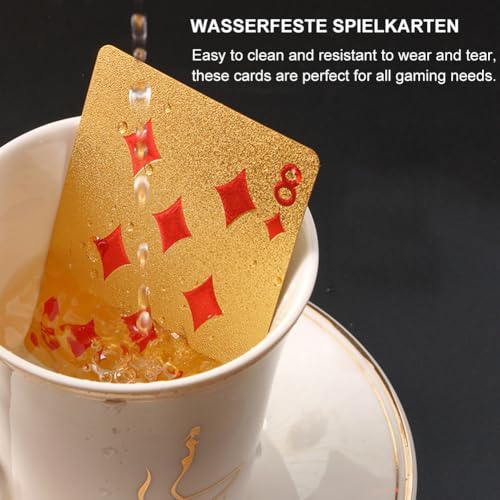 Pokerkarten,Spielkarten,Wasserdichte Spielkarten,Spielkarten Plastik, Professionelle Pokerkarte,Schwarze Spielkarten,Kartenspiel,Standard 54 Poker,für Texas Holdem Poker Deluxe Kartenspiele,Gold – Bild 5