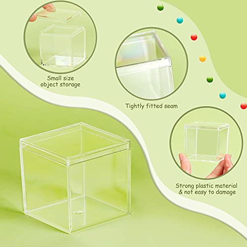 Image of Juexica 12 Pcs Clear Acrylic Boxes with Lid,Square,1.8 x 1.8 x 1.8 | Clear Plastic Boxes with Lids for Organizing and Displaying Jewelry, Candy, Crystals, Crafts, Party Favors and Collectibles