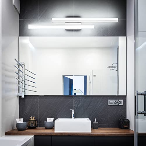 Image of PRESDE 32 inch Inch LED Vanity Light Silver Bathroom Light Fixtures Over Mirror Modern Bath Wall Lighting Bar