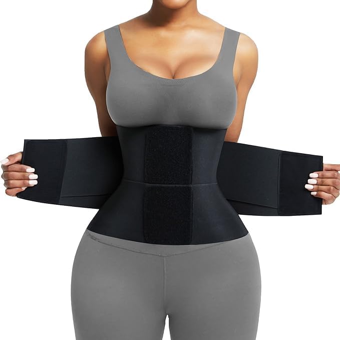 Waist Trainer belt Cincher Trimmer Ab Belt Tummy Control Body Shaper with Triple Wrap Women and Men.(Workout and back support) Black