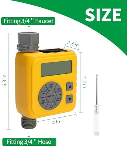 Hose Timer, Zuomeng Water Timer for Garden Hose with Dual Power Design, Professional Anti-Leak Technology Ensures Leak-Free, with Rain Delay, Automatic, Manual Watering System, 1 Outlet