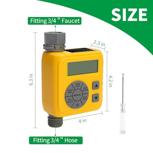 Hose Timer, Zuomeng Water Timer for Garden Hose with Dual Power Design, Professional Anti-Leak Technology Ensures Leak-Free, with Rain Delay, Automatic, Manual Watering System, 1 Outlet