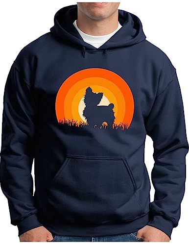 Pull à capuche rétro sunset pour homme sweat Yorkshire Terrier idéal pour balade et détente