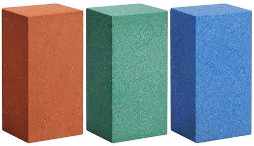 3 Pcs Gummy Rubber Abrasive Stone- Edge Grinding Rubber Block Stone- Soft Snowboard Gummy Stone- Snowboard Ski Stone for Removing Rust and Burrs (Blue 60 Grit, Green 120 Grit, Red 240 Grit)