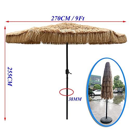Parasol 8.8ft / 2.7M Opvouwbare tuinparasols Buiten Groot strandterras Parasols in Hawaiiaanse stijl Zonnescherm… - Afbeelding 5