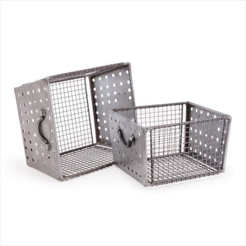 Vintage Chic Home Set of Two Industrial Wire Bins