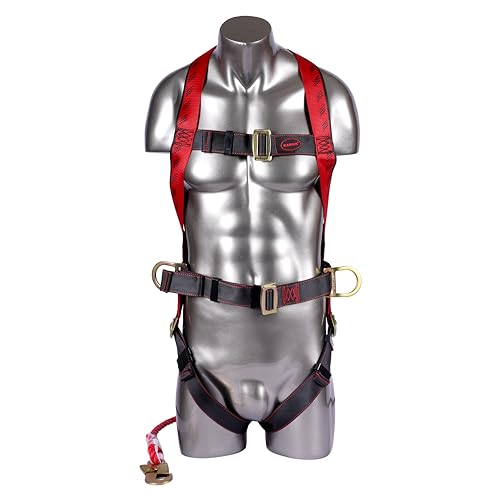 Image of Karam Full Body Safety Harness (Class P) for Fall Arrest & Work Positioning | Lanyard & Scaffolding Hook | Construction Harness & Fall Protection | Adjustable Straps | PN17(PN204)(PP)(000 121)(2.0M)