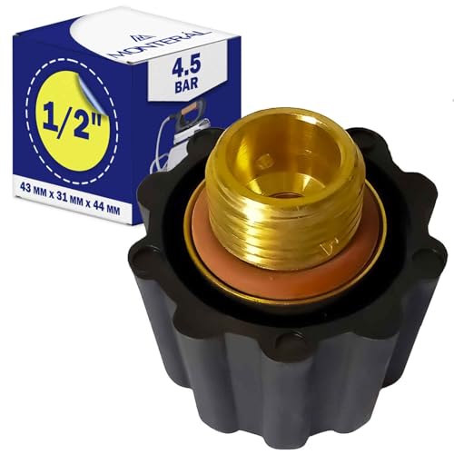 Tapon de Válvula para Polti Vaporella o para Polti Vaporeta - Rosca Macho de 1/2' - Completo con Junta - Ajuste 4,5 Bar - Garantía de 10 Años - MONTERAL