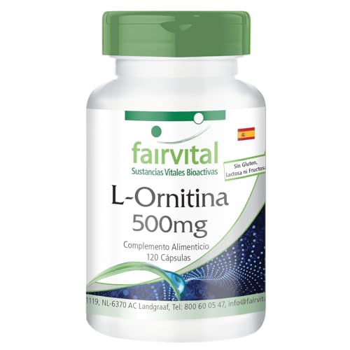 Fairvital | L-Ornitina 500mg - VEGANA - Dosis elevada - Aminoácido - 120 Cápsulas - Calidad Alemana