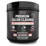 Véla Psyllium Husk Powder Colon Cleanser | Superior Colon Cleanse | Support Healthy Digestion, Detoxification, and Weight Management | Strawberry Fruit Flavor, 100 Servings