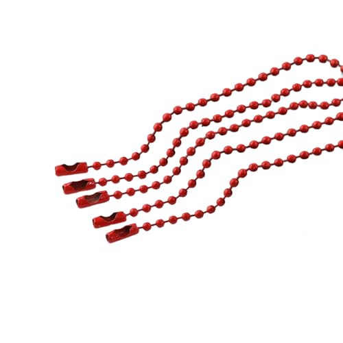 100Pcs 10cm Ball Bead Chain 2.4mm Metal Ball Chains Keychain with Connectors for DIY Craft Hanging Ornament Jewelry Making, Red