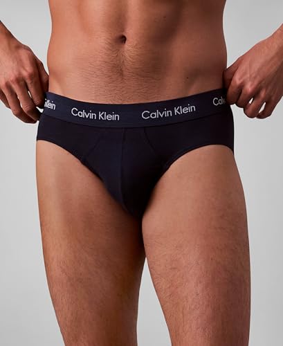 Calvin Klein Men's Cotton Stretch Multipack Hip Briefs, Black, Blue Shadow, Cobalt Water with Wicking, M – Ansicht 5