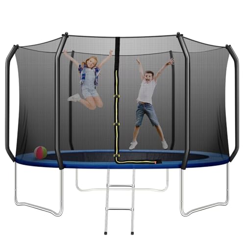 10 FT Trampoline for Kids, Outdoor Trampoline with Safe Enclosure Net and Waterproof Jump Mat Ladder for Park Kindergarten Indoor