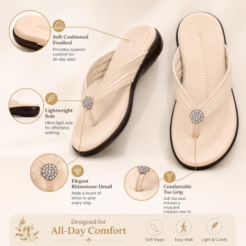 Image of Women Stylish Toe Ring Flats | Cushioned Comfort Slip-On Sandals | Anti-Slip Daily Wear| Lightweight Casual Footwear KS913