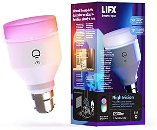 LIFX Nightvision A60 1200 Lumens [B22 Bayonet Cap], Full Colour with Infrared, Wi-Fi Smart LED Light Bulb, No bridge required, Compatible with Alexa, Hey Google, HomeKit and Siri