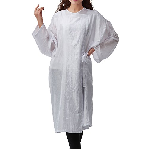Colorfulife Salon Client Gown Robe Crepe Large Smock Kimono Hairdressing Cape Dress Beauty SPA Hotel Barber Guest Clothes Night-gown Wrap A019 (White)