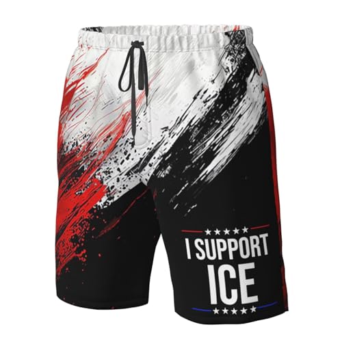 Board Shorts,I Support Ice I Stand with Ice Mens Swim Trunks,Quick Dry Swim Shorts Beach Short Swimwear with Pockets4