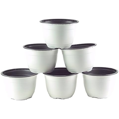 Teku 6 inch Plastic Pot White/Gray Cover