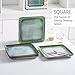 HENXFEN LEAD Square Ceramic Dinner Plates 11 Inch – Large Stoneware Serving Plates Set of 4 for Steak, Pasta & Salad, Microwave & Dishwasher Safe – Reactive Glaze Green