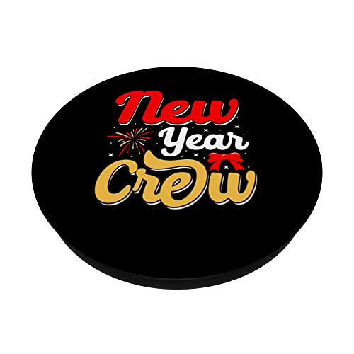 new year crew Happy New Year Silvester Party Countdown PopSockets Swappable PopGrip, Black - Image 2