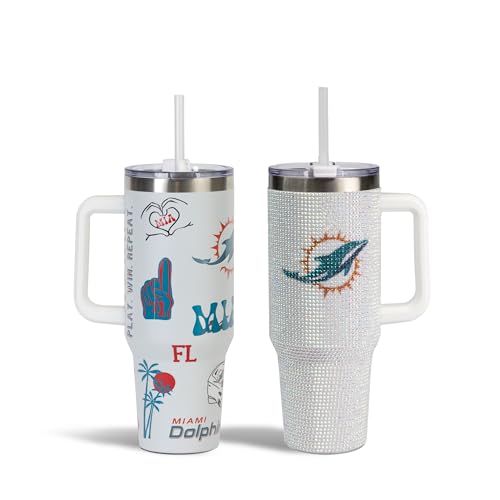 Image of The Memory Company Officially Licensed 2-Pack Game Day Tumblers Team Spirit /Bling, Miami Dolphins