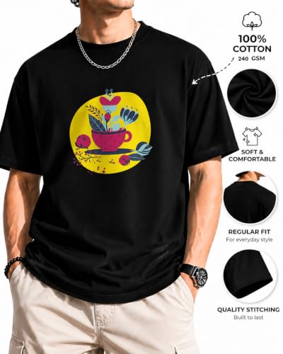 Image of Unisex Coffee Cup Graphic T-Shirt | Pure Cotton Crew Neck Tee