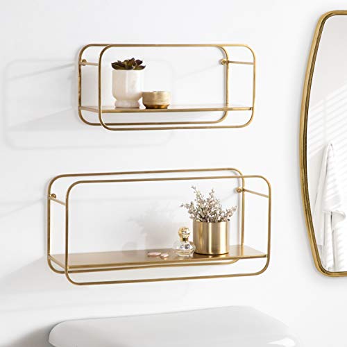 Kate and Laurel Emerline Midcentury Shelf Set, Set of 2, Gold, Decorative Modern Shelves for Storage and Display by Kate and Laurel - Image 2