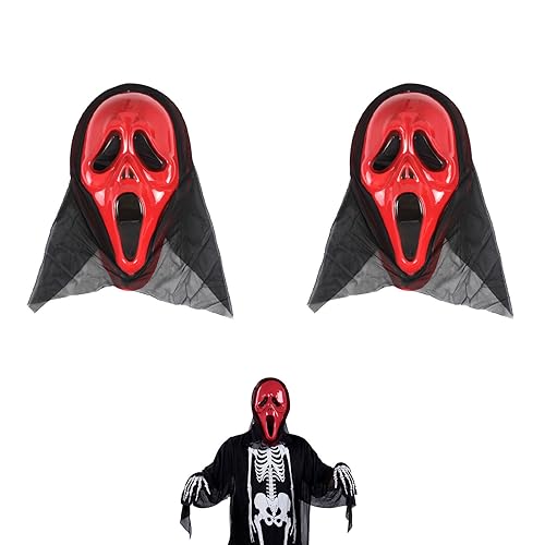 Kiuiom Máscaras De Gritos,Careta Scream,Máscara De Halloween,Cara De Fantasma Aterrador Máscara,Máscaras De Gritos Para Adultos/Niños,Accesorios Espeluznantes,Para Fiestas De Halloween,Cosplay,2PC
