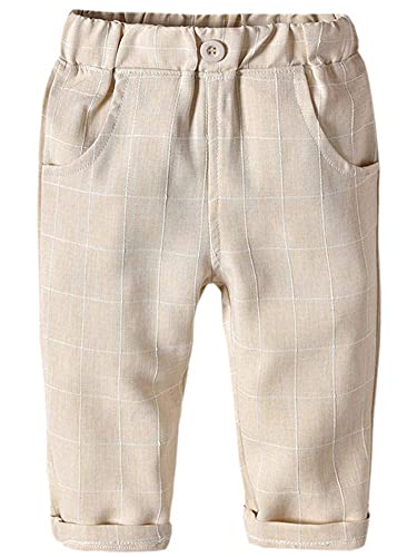 Boys 3-Piece Vest Suits Set Long Sleeve Shirts And Pants Outfits Set With Tie, Beige, Size 12-18 Months = Tag 80 #TOP4